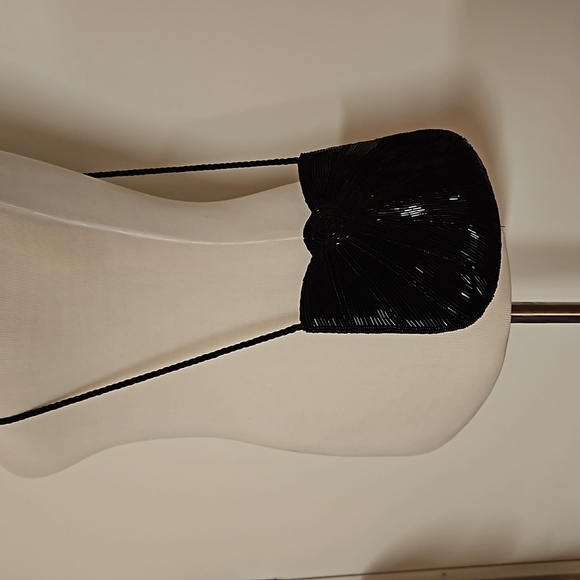 Black bugle beads sequins crossbody clutch elegant black tie EUC - Picture 7 of 12